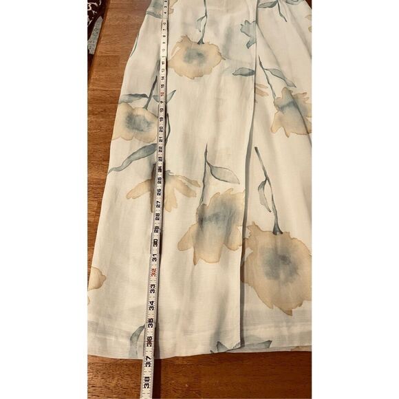 Eva Kayan Beige and Sage Green Floral Wrap Skirt Womens SIze 16 - Picture 9 of 10